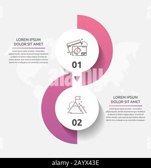 Modèle vectoriel infographie. cercle Concept d'affaires avec 2 options et pièces. Deux étapes pour les diagrammes, organigramme, calendrier Illustration de Vecteur