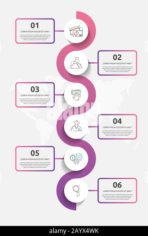 Modèle vectoriel infographie. cercle Concept d'affaires avec 6 options et étiquettes. Six étapes pour le contenu, graphique, schémas, diaporama Illustration de Vecteur