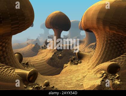 Paysage virtuel rendu par ordinateur pour le design créatif Banque D'Images