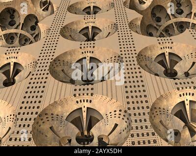 Paysage virtuel rendu par ordinateur pour le design créatif Banque D'Images