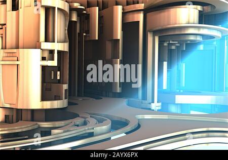 Paysage virtuel rendu par ordinateur pour le design créatif Banque D'Images