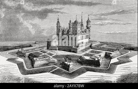 Château de Kronborg , Helsingør, Zélande, Danemark, XIXe siècle Banque D'Images