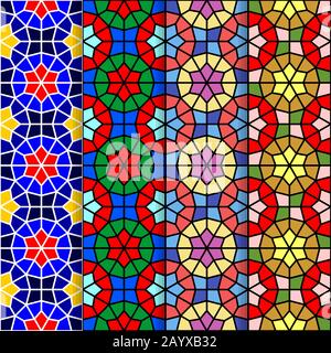 Illustration de l'ensemble de motifs décoratifs orientaux vectoriels sans couture. Illustration de Vecteur