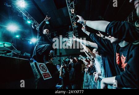 Copenhague, Danemark. 16 février 2020. Le groupe américain Rivers of Nihil, qui a la mort technique, exécute un concert en direct à Amager Bio à Copenhague. (Crédit Photo: Gonzales Photo - Nikolaj Bransholm). Banque D'Images