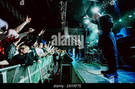 Copenhague, Danemark. 16 février 2020. Le groupe américain Rivers of Nihil, qui a la mort technique, exécute un concert en direct à Amager Bio à Copenhague. (Crédit Photo: Gonzales Photo - Nikolaj Bransholm). Banque D'Images