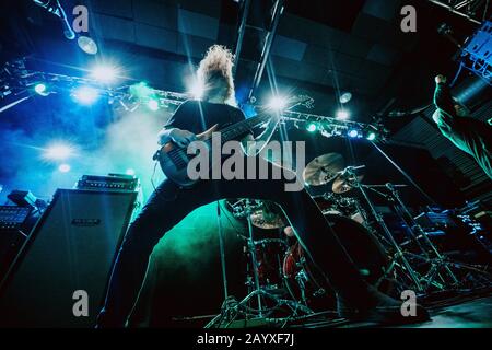 Copenhague, Danemark. 16 février 2020. Le groupe américain Rivers of Nihil, qui a la mort technique, exécute un concert en direct à Amager Bio à Copenhague. (Crédit Photo: Gonzales Photo - Nikolaj Bransholm). Banque D'Images