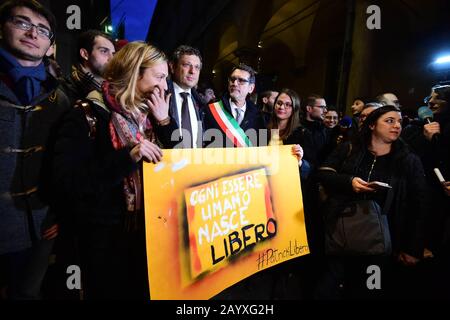 Bologne, Italie. 17 février 2020. Démonstration de procession pour Patrick George Zaki (gianni schicchi/Fotogramma, Bologne - 2020-02-17) p.s. la foto e' utilizzabile nel rispetto del contento in cui e' stata sattata, e senza intento diffamatorio del decoro delle persone rapresentate crédit: Independent photo Agency Srl/Alay Live News Banque D'Images