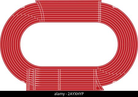 Piste vectorielle de stade d'athlétisme. Stade de sport pour la compétition sportive, illustration d'un stade standard avec piste de course à pied Illustration de Vecteur