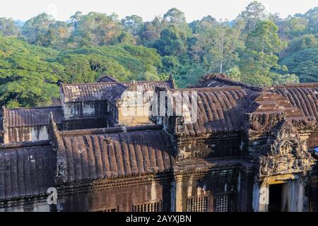 Toits du temple d'Angkor Wat, Siem Reap, Cambodge, Asie Banque D'Images