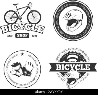 Vélo, étiquettes vectorielles vintage pour vélo, emblèmes, logos, badges. Boutique de logos de bicyclettes et atelier de réparation d'époque pour l'illustration de bicyclettes Illustration de Vecteur