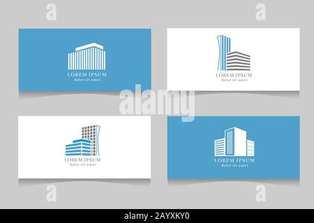 Logo immobilier avec modèle de carte de visite. Logotype de société avec maison, illustration vectorielle Illustration de Vecteur