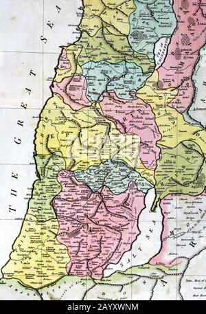 1808 Wilkinson carte Royaume de Cannan de Joshua Palestine ancienne Israël Terre sainte de l'ancien Testament Banque D'Images