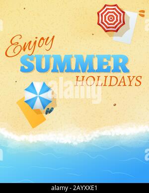 Modèle vectoriel d'arrière-plan de la bannière de fête de plage d'été. Vacances et vacances, voyage sur la mer ou l'illustration de l'océan Illustration de Vecteur