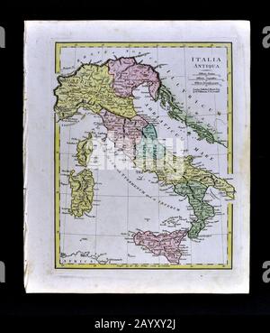 1808 carte de Wilkinson Italie antique - Italia Antiqua Rome Venise Florence Sicile Naples Banque D'Images