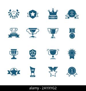 Prix vectoriels, prix et trophées en noir. Illustration de la coupe du prix ou du goblet et de la réussite du prix Illustration de Vecteur