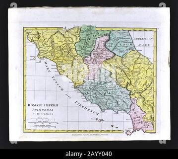 1808 carte Wilkinson Rome Romani Imperii primordia Etruria Latium Ombrie Campania Banque D'Images