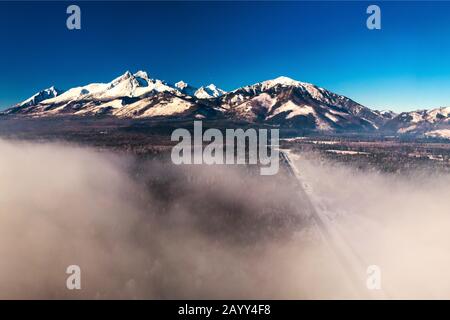 Panorama des tatras en hiver, Slovaquie, Europe. Banque D'Images