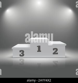 Podium des gagnants du sport réaliste illuminé. Socle pour gagnants et socle isolé. Illustration vectorielle Illustration de Vecteur