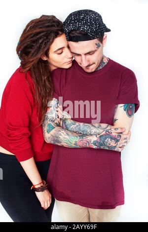 Très jolie couple ensemble, le mode de vie de personnes concept, petit ami et petite amie tattoo Banque D'Images