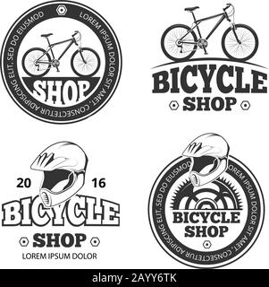 Ensemble de logos rétro pour le magasin de vélos. Étiquettes et badges pour la boutique de vélos de sport. Emblèmes pour le vélo et la boutique de vélos Illustration de Vecteur