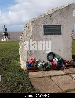 Février 2020 - Phare de Battery point et mémorial de guerre Banque D'Images