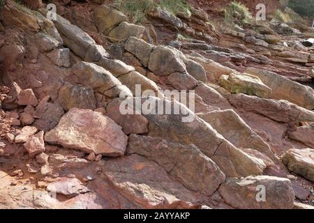 Février 2020 - formations rocheuses sur la plage de Portishead, North Somerset, Royaume-Uni Banque D'Images