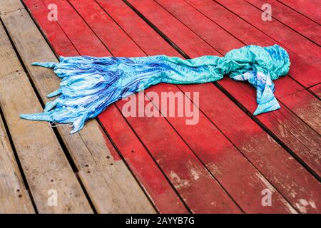 Maillot de bain Mermaid sur parquet Banque D'Images