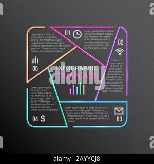 Concept commercial de modèle d'infographie de graphique vectoriel avec 5 options de pièces, étapes, processus. Infographie de présentation avec informations, illustration de l'infographie abstraite Illustration de Vecteur