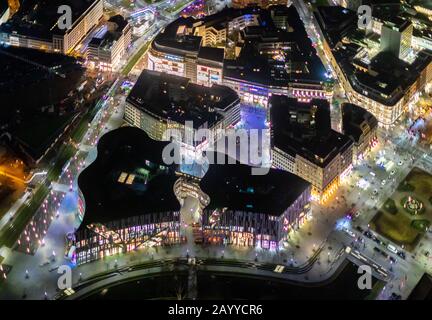 Photo aérienne, le Centre commercial sous forme futuriste, quartier 01, Düsseldorf, Rhénanie-du-Nord-Westphalie, Allemagne, DEU, Europe, b Banque D'Images