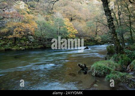 Derwent qui coule à travers Borrowdale, Lake District, UK Banque D'Images