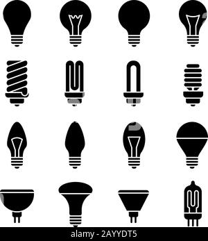 Panneaux de lampes électriques. Icônes de vecteur d'ampoule et de lampe à LED Illustration de Vecteur