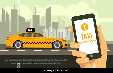 Illustration vectorielle du concept de service d'application mobile taxi Illustration de Vecteur