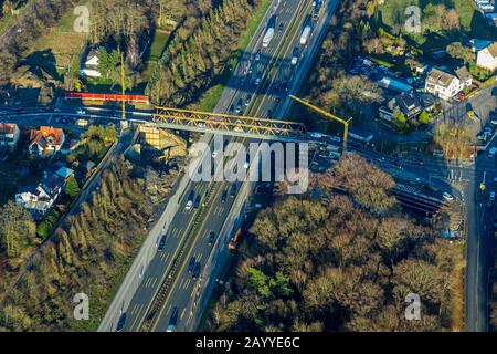 Photo aérienne, nouveau site de construction pont Eichholzstraße sur l'autoroute A1, Gevelsberg, région de la Ruhr, Rhénanie-du-Nord-Westphalie, Allemagne, autoroute A1, m Banque D'Images