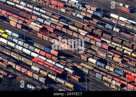 Photo aérienne, système de voies de triage Hagen-Vorhalle, hall d'entrée, Hagen, région de la Ruhr, Rhénanie-du-Nord-Westphalie, Allemagne, voies ferrées, gare, Banque D'Images