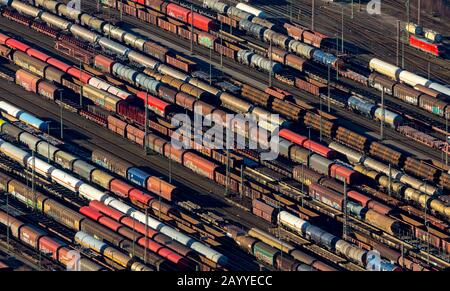 Photo aérienne, système de voies de triage Hagen-Vorhalle, hall d'entrée, Hagen, région de la Ruhr, Rhénanie-du-Nord-Westphalie, Allemagne, voies ferrées, gare, Banque D'Images