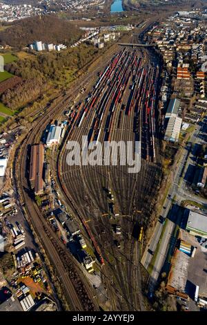 Photo aérienne, système de voies de triage Hagen-Vestibule, vestibule, Hagen, région de la Ruhr, Rhénanie-du-Nord-Westphalie, Allemagne, voies ferrées, gare, DE Banque D'Images