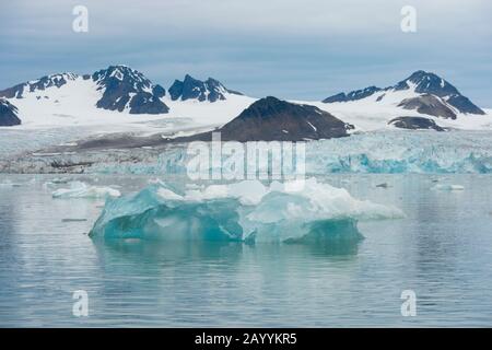 Vue sur le glacier de Lilliehook à Lilliehookfjorden, Svalbard, Norvège. Banque D'Images