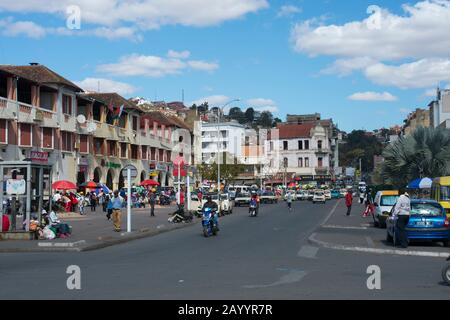 Indépendance Avenue au centre d'Antananarivo, capitale de Madagascar. Banque D'Images