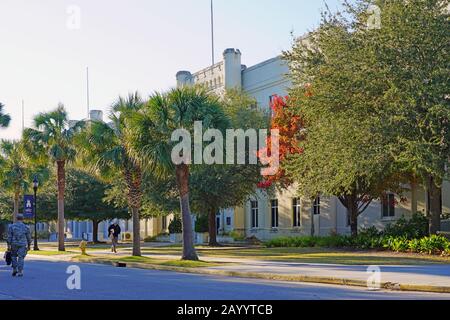 Charleston, SC -21 NOV 2019- vue sur le campus de la Citadelle, le Collège militaire de Caroline du Sud à Charleston, Caroline du Sud, États-Unis. Banque D'Images