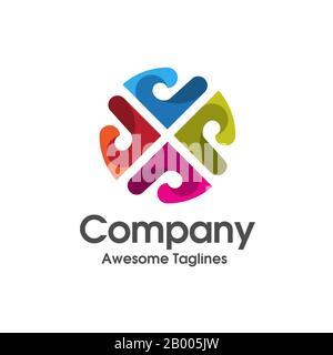 concept de logo de couleur de la lettre de connexion abstraite créative Illustration de Vecteur