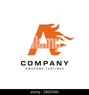 Concept vectoriel de conception de modèle lettre A et logo Fire Illustration de Vecteur