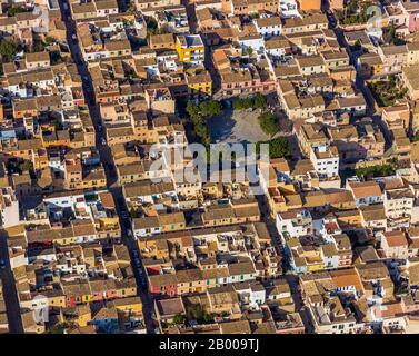 Vue Aérienne, Andratx Avec Plaza De Espana, Andratx, Europe, Iles Baléares, Espagne, Majorque, Vieille Ville, Es, Espana, Taxe Immobilière, Immobilier, Marché Banque D'Images