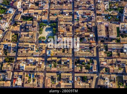 Vue Aérienne, Andratx Avec Plaza De Espana, Andratx, Europe, Iles Baléares, Espagne, Majorque, Vieille Ville, Es, Espana, Taxe Immobilière, Immobilier, Marché Banque D'Images