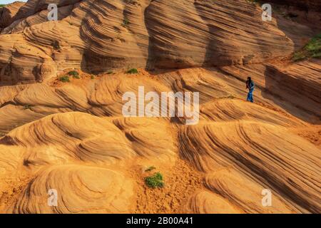 Shaanxi, Shaanxi, Chine. 18 février 2020. Shaanxi Ã¯ÂμÅ'CHINA-Jingbian wave Valley est situé dans Yanjia stockade, comté de Jingbian, province de Shaanxi.le rocher de la vallée d'ondulations de jingbian est appelé grès rouge, formé entre le Permian paléozoïque et le Trias Mésozoïque, jurassique et crétacé.C'était la période la plus géologiquement active et biologiquement riche en histoire animale. Crédit: Sipa Asia/Zuma Wire/Alay Live News Banque D'Images