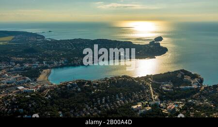 Vue aérienne, Playa Santa Ponsa, vue locale Santa Ponsa, rétroéclairé, Calvià, Majorque, Espagne, Europe, Iles Baléares, Bay, ES, Es Malgrats, Espana, dist Banque D'Images