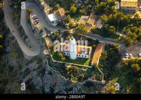 Vue Aérienne, Far Del Cap Gros, Phare, Sóller, Majorque, Espagne, Europe, Iles Baléares, Calle Poligono, Es, Refugi De Muleta Lodge, Voyage, Dest Banque D'Images