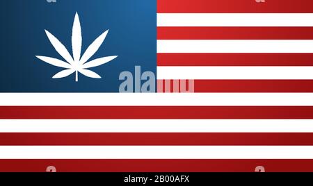 Drapeau des États-Unis avec légalisation de cannabis de feuilles de marijuana concept illustration vectorielle horizontale Illustration de Vecteur