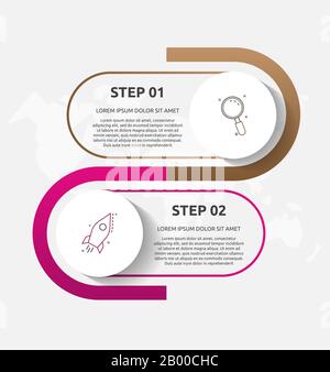 Infographies du cercle du modèle vectoriel. Concept commercial avec 2 options et pièces. Deux étapes pour les diagrammes, l'organigramme, la chronologie. Chemin étape par étape Illustration de Vecteur