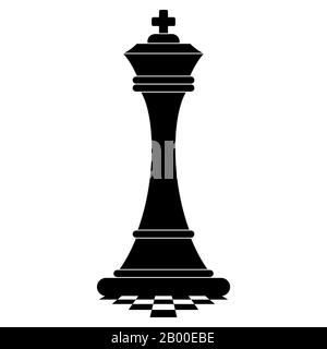 Échecs roi sur chessboard. Icône de silhouette noire. Illustration de Vecteur