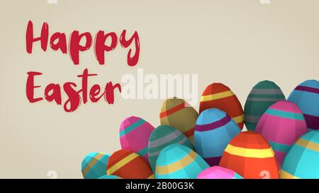 joyeuses animations de pâques, œufs de couleur poly Banque D'Images